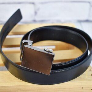 Mens Black Leather Mission Alloy Ratchet Adjustable Belt 1 3/8”